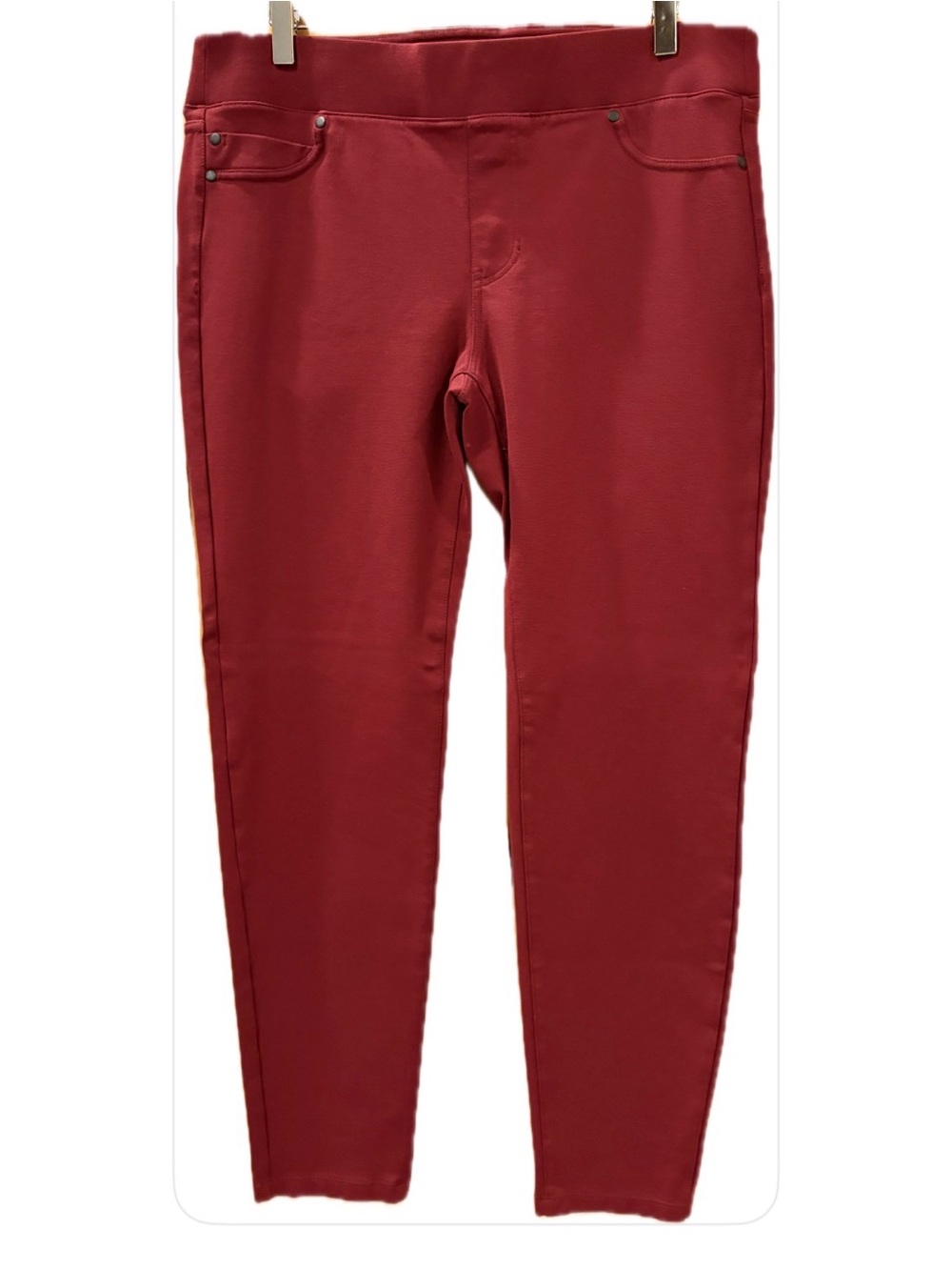 Liverpool Jeans Company NWOT Ponte Stretch Skinny Pull On Jegging Pants Wine 14